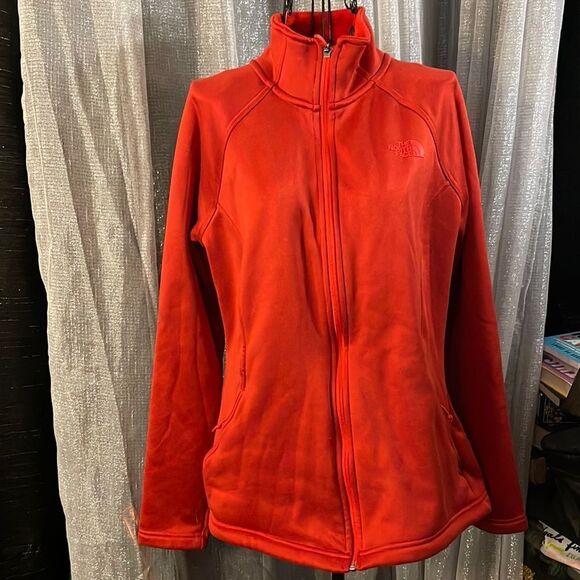 The North Face morningside orange red full zip up windfall fleece lined jacket - Picture 1 of 7